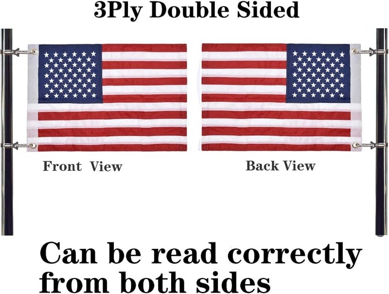 Jayus Embroidered Star Small Double Sided American Boat Flag 12.5x18 whith 4 clips- Seven Stripes Nylon US Boat Flag with Two Brass Grommets Perfect for Car Truck Bike - Image 2